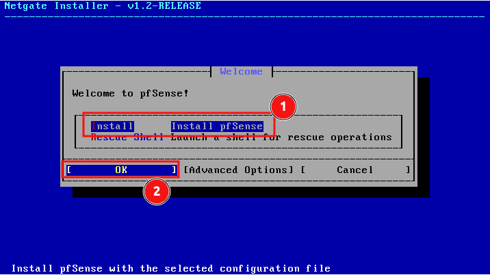 pfSense install start pfSense install start