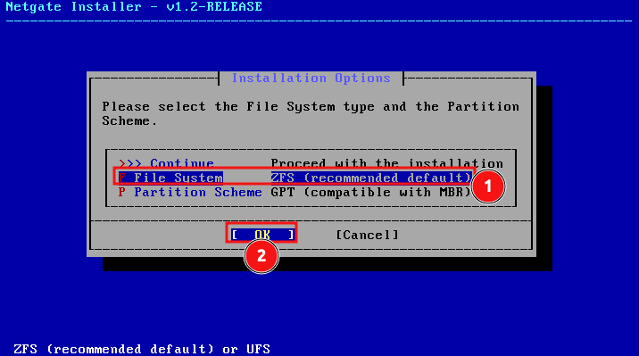 pfSense file system selection pfSense file system selection