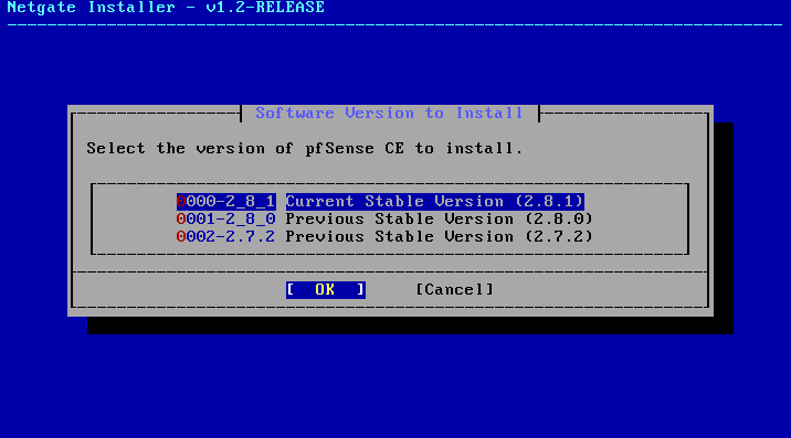 pfSense software version selection pfSense software version selection