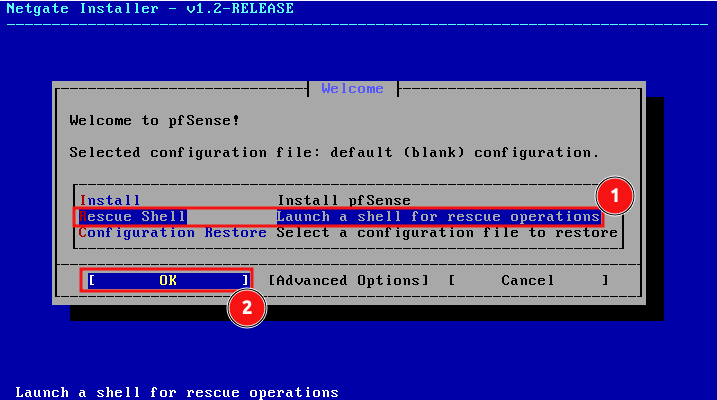 pfSense USB drive Rescue Shell pfSense USB drive Rescue Shell