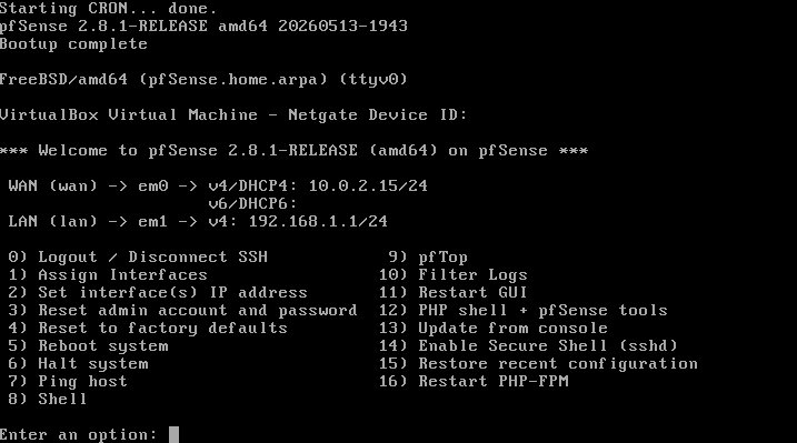 pfSense installed successfully pfSense installed successfully