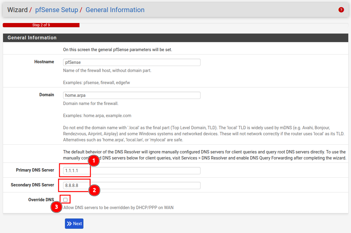 pfSense Setup Wizard
