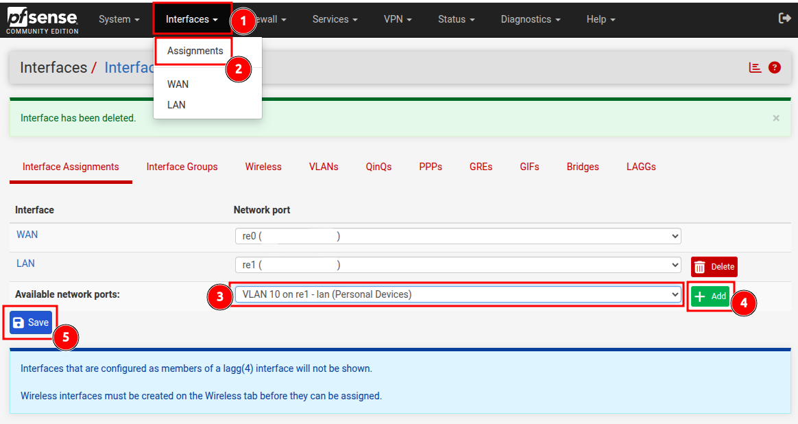 pfSense assigning VLANs to Interface pfSense assigning VLANs to Interface
