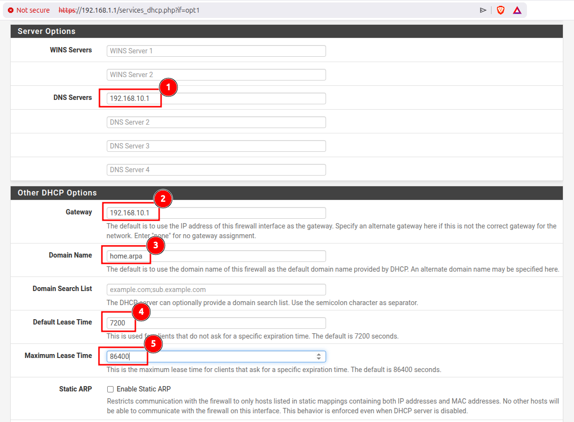 pfSense activating DHCP on VLAN10 pfSnese activating DHCP on VLAN10