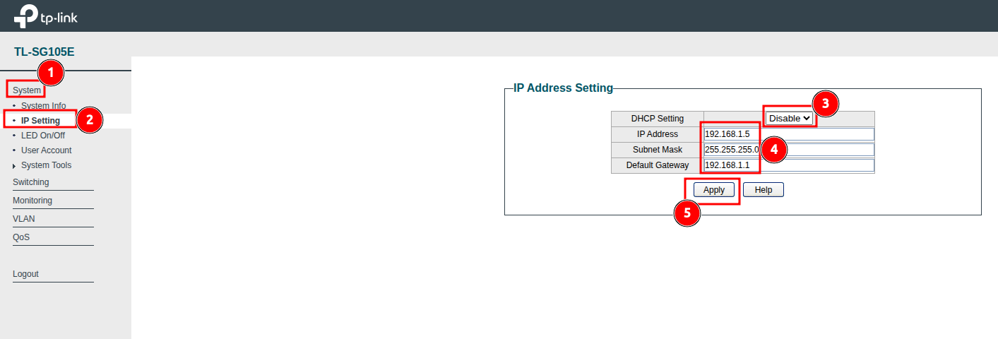 Switch configuration Switch configuration
