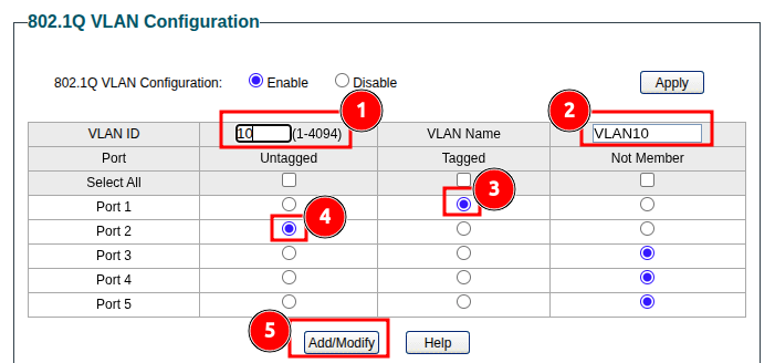 Switch VLAN configuration Switch VLAN configuration