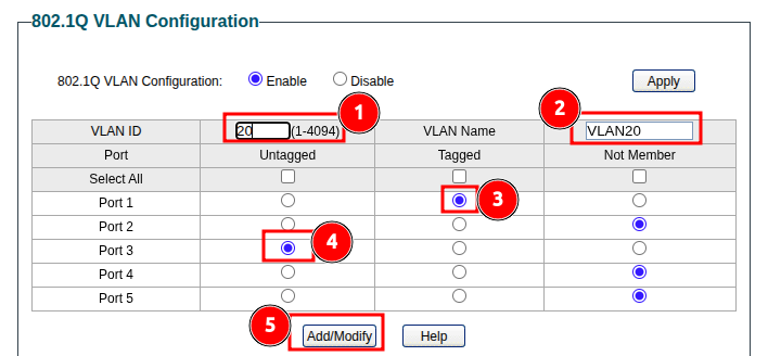 Switch VLAN configuration Switch VLAN configuration